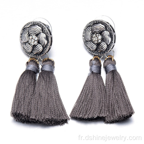 Bijoux Bohème Tassel délicates boucles d’oreilles en alliage StudsBohemian bijoux Tassel délicates boucles d’oreilles en alliage oreille argenter